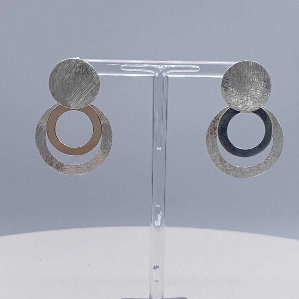 Earring, NWOT, solid 925 sterling, brushed and mirror finish, hand made